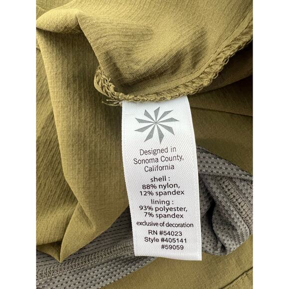 ATHLETA Olive Green Skorts Side Button Closure Front Pockets Women's Size 2 - Picture 4 of 9